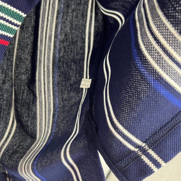 Izod Vintage Vertical Striped Short Sleeve Polo Shirt Men's Large 100% Cotton - Picture 4 of 8